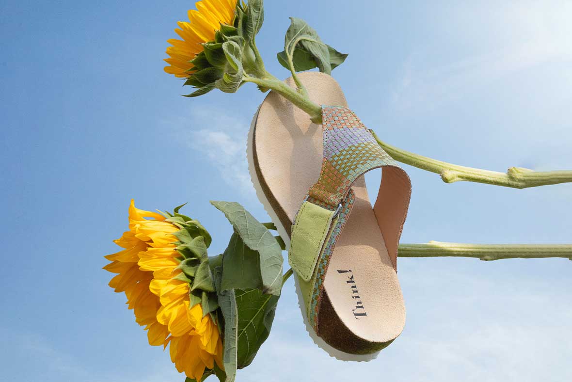 Think! JULIA Woman Mules with Velcro Fastener - Material: Leather Combination - Color: Multi Colour